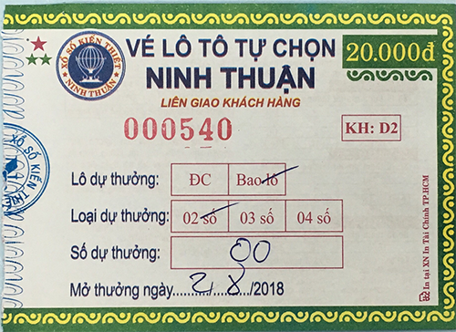 Mẫu vé số lô tô tự chọn của XSKT Ninh Thuận Mẫu vé số lô tô tự chọn của XSKT Ninh Thuận